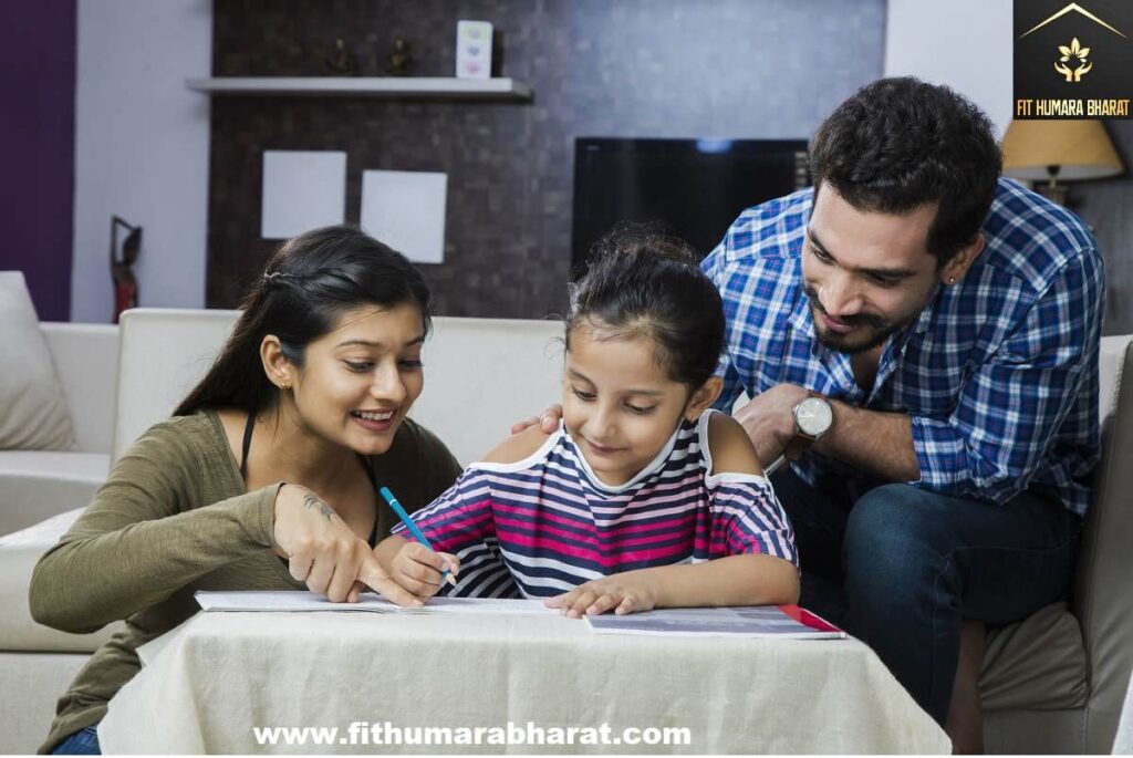 parents teaching kids is money we need with fit humara bharat