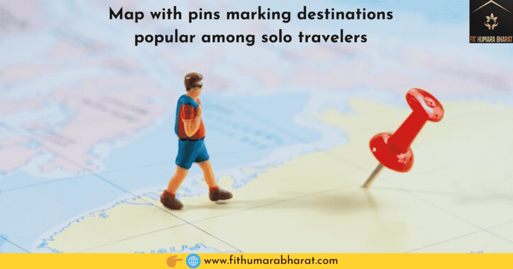 Map with pins marking destinations popular among solo travelers
